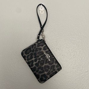 Coach New York Grey, Silver, and Black Cheetah Print Wallet w/ Handle (Wristlet)
